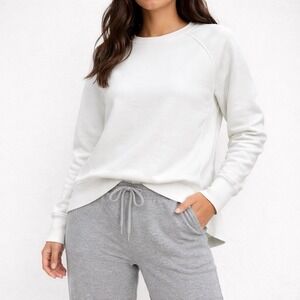Sweaty Betty White Crewneck‎ Pullover Small Soft Loungewear with Slit
